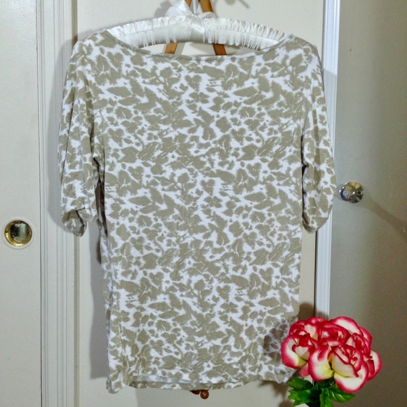 MICHAEL KORS Tan White Scoop Neck Size Small - Picture 5 of 6